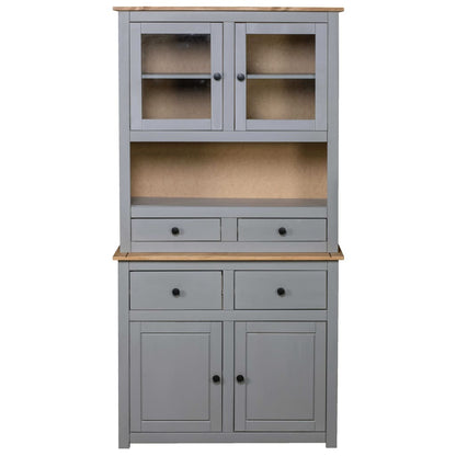 Credenza Grigia 93x40,5x180 cm in Legno Massello di Pino Panama | homemem39