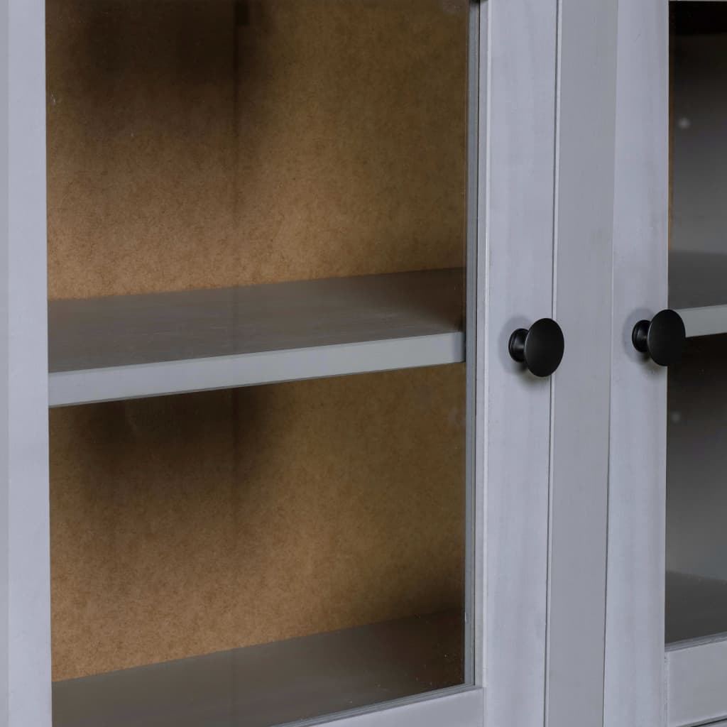 Credenza Grigia 93x40,5x180 cm in Legno Massello di Pino Panama | homemem39