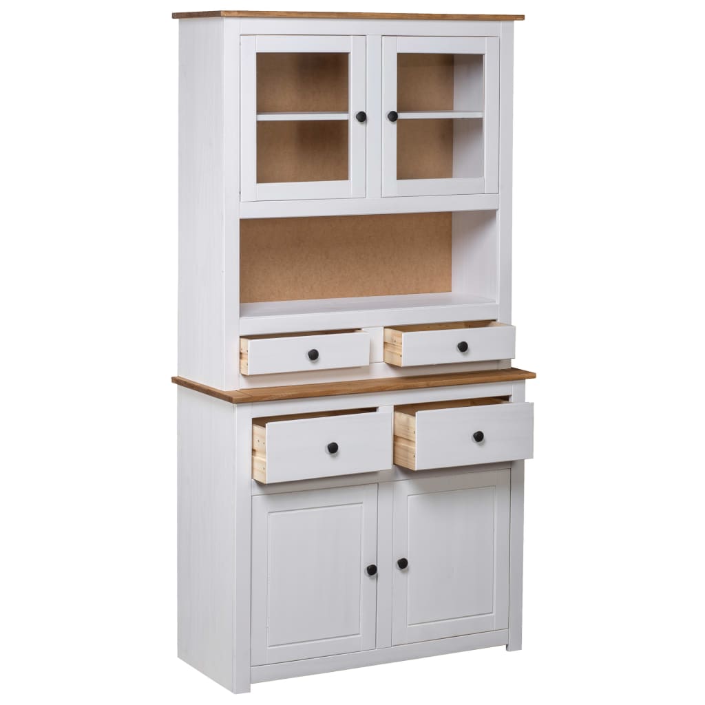 Credenza Bianca 93x40,5x180 cm in Legno Massello di Pino Panama | homemem39