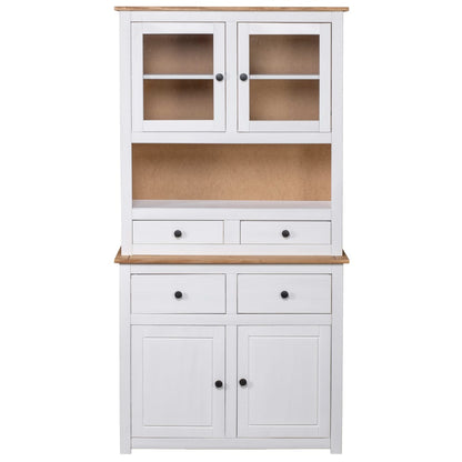 Credenza Bianca 93x40,5x180 cm in Legno Massello di Pino Panama | homemem39