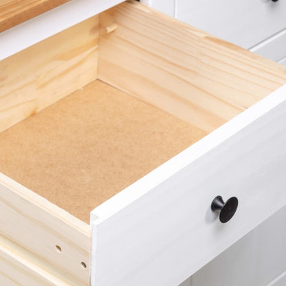 Credenza Bianca 135x40x80 cm in Legno Massello di Pino Panama