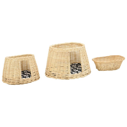 Set Ceste per Gatti con Cuscini 3 pz 47x34x60 cm Salice Naturale | homemem39