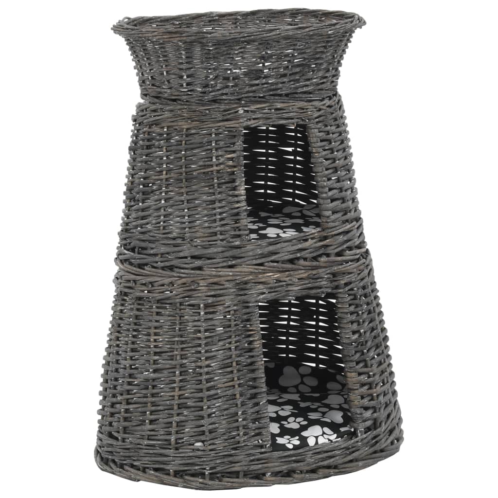 Ceste Gatti con Cuscini Grigio 3pz 47x34x60cm Salice Naturale | homemem39