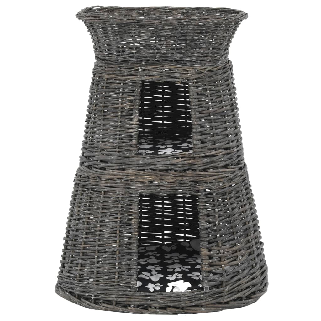 Ceste Gatti con Cuscini Grigio 3pz 47x34x60cm Salice Naturale | homemem39