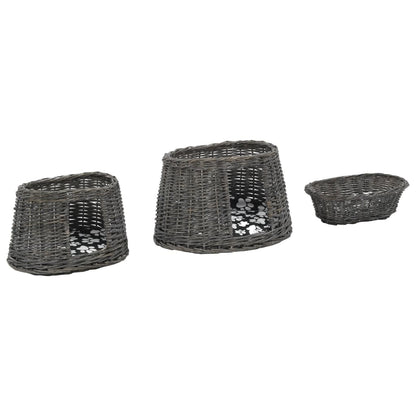 Ceste Gatti con Cuscini Grigio 3pz 47x34x60cm Salice Naturale | homemem39