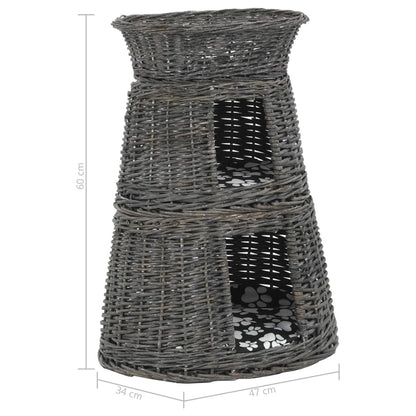 Ceste Gatti con Cuscini Grigio 3pz 47x34x60cm Salice Naturale | homemem39