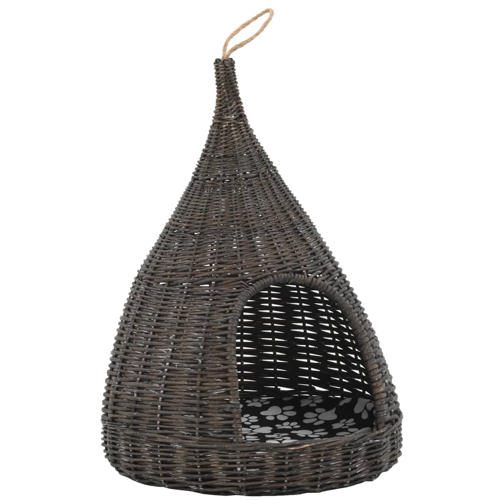 Cesta per Gatti Cuscino Grigio 40x60cm Teepee Salice Naturale | homemem39