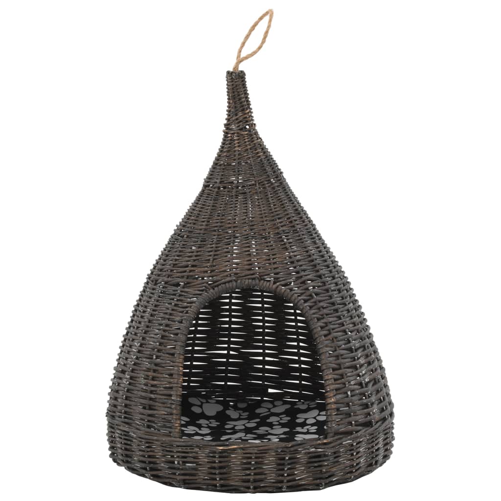 Cesta per Gatti Cuscino Grigio 40x60cm Teepee Salice Naturale | homemem39