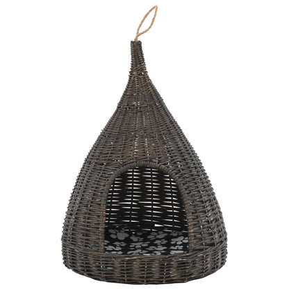 Cesta per Gatti Cuscino Grigio 40x60cm Teepee Salice Naturale | homemem39