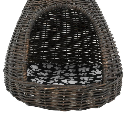 Cesta per Gatti Cuscino Grigio 40x60cm Teepee Salice Naturale | homemem39