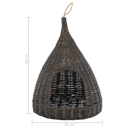 Cesta per Gatti Cuscino Grigio 40x60cm Teepee Salice Naturale | homemem39