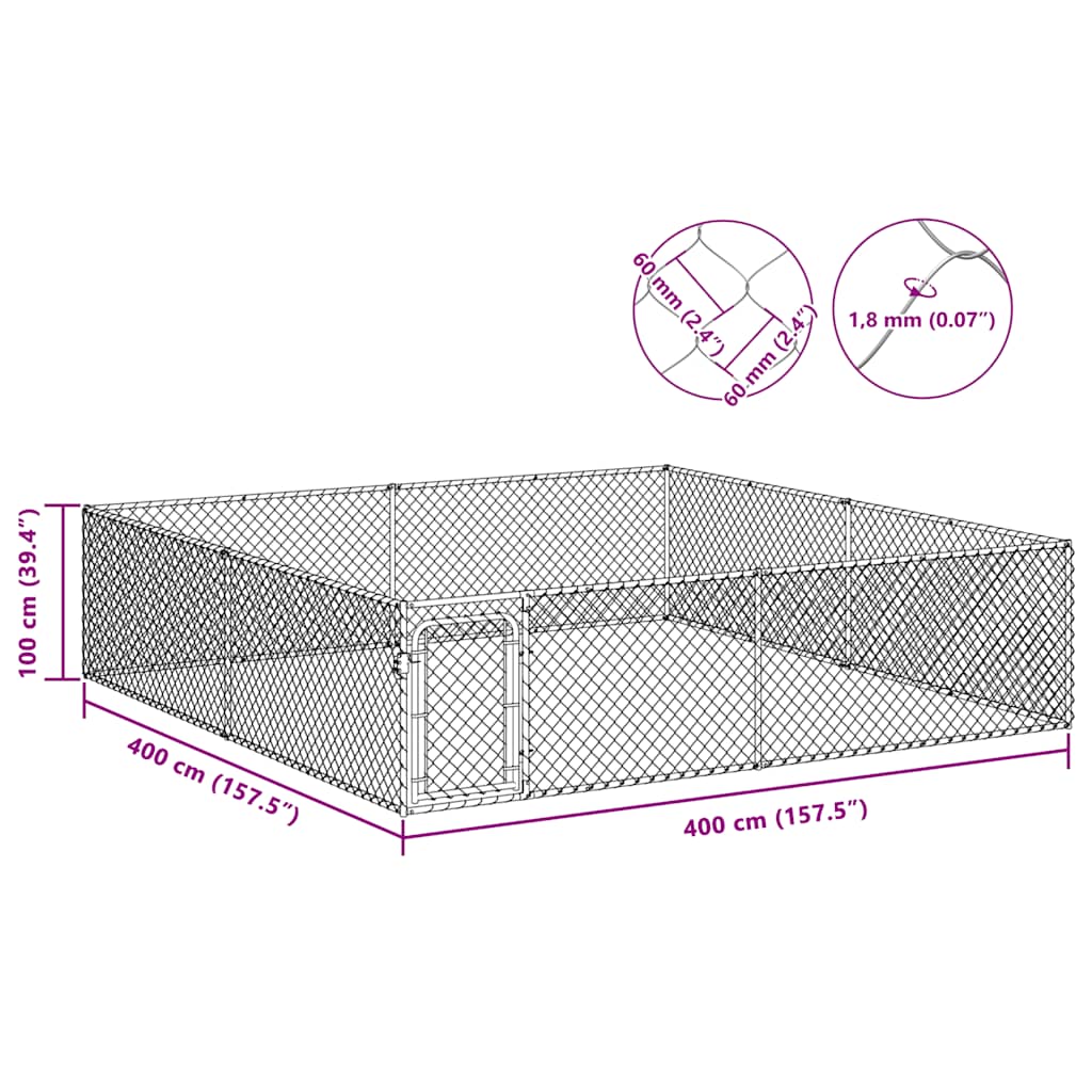 Canile da Esterno in Acciaio Zincato 4x4x1 m