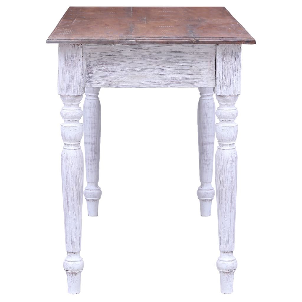 Scrivania con Cassetti Bianca 117x57x75 cm Massello di Mogano