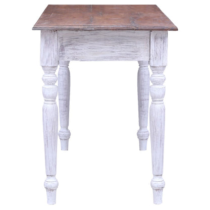 Scrivania con Cassetti Bianca 117x57x75 cm Massello di Mogano