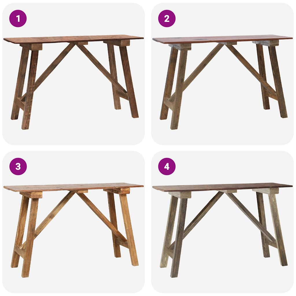 Tavolo Consolle 130x40x80 cm in Legno di Recupero Misto