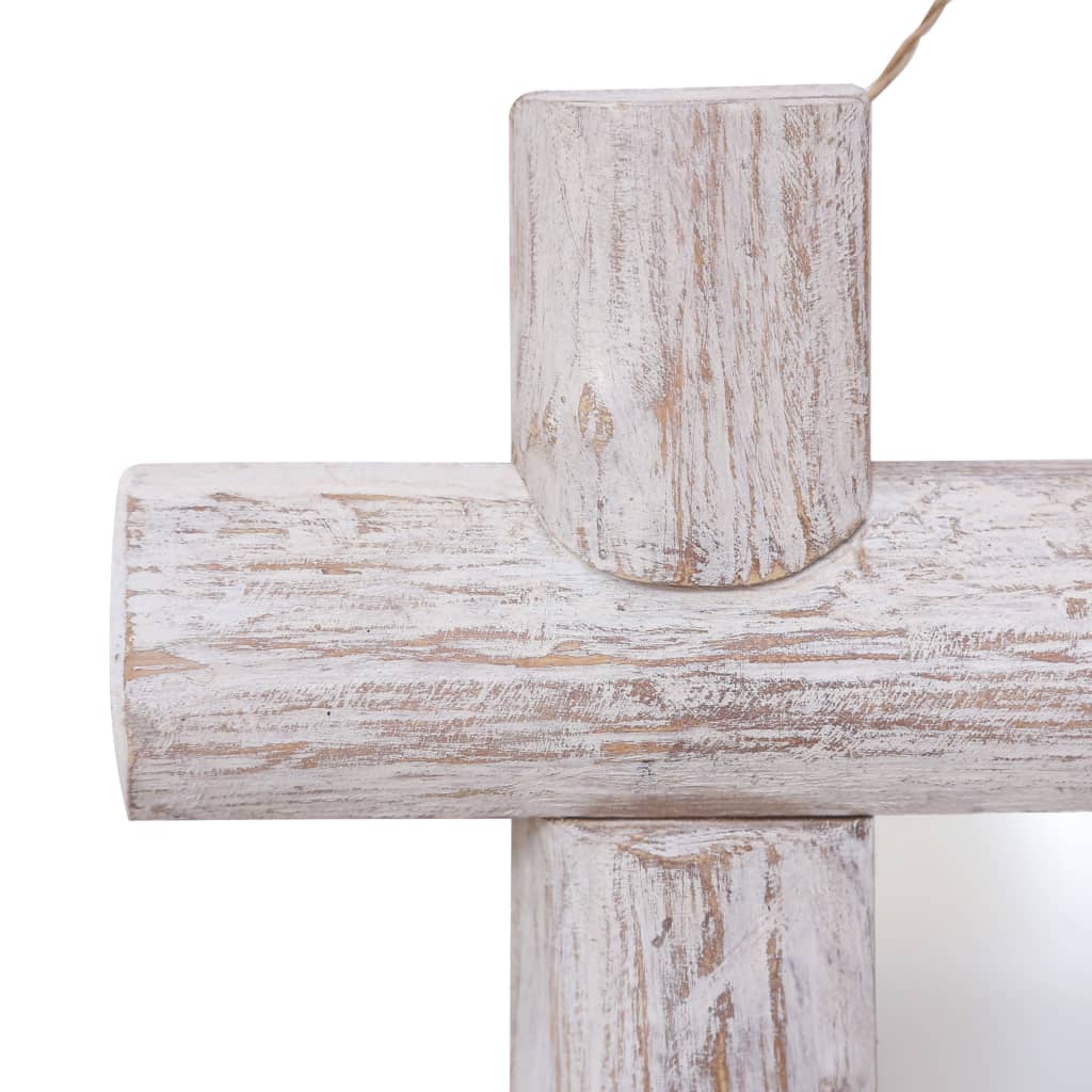 Specchio con Tronchi Bianco 70x70 cm Legno Massello di Recupero - homemem39