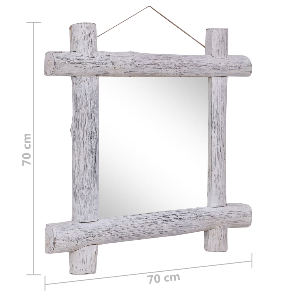 Specchio con Tronchi Bianco 70x70 cm Legno Massello di Recupero - homemem39
