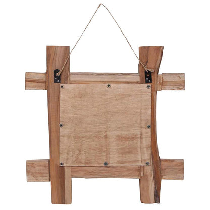 Specchio con Tronchi Naturale 50x50 cm in Teak di Recupero