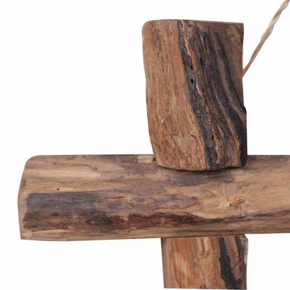 Specchio con Tronchi Naturale 50x50 cm in Teak di Recupero
