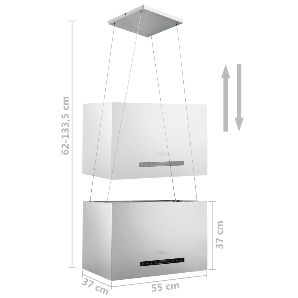 Cappa da Cucina ad Isola Sospesa LCD con Sensore 55 cm Acciaio - homemem39