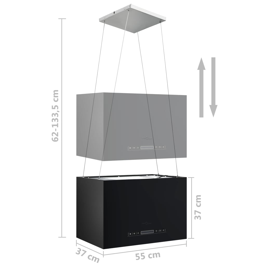 Hängende Inselhaube mit LCD-Sensor 55 cm aus Stahl