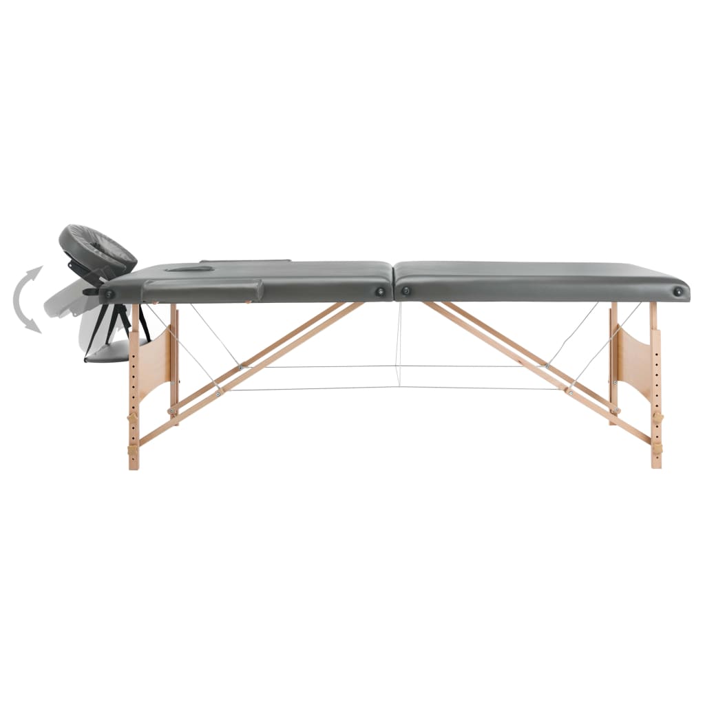 Lettino da Massaggio 2 Zone Telaio in Legno Antracite 186x68cm | homemem39