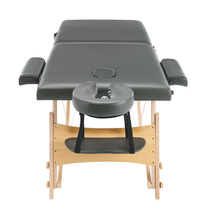 Lettino da Massaggio 2 Zone Telaio in Legno Antracite 186x68cm | homemem39