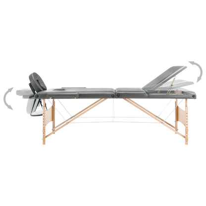 Lettino da Massaggio 3 Zone Telaio in Legno Antracite 186x68cm | homemem39