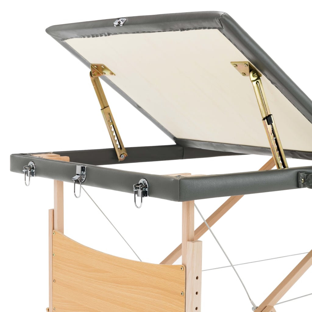 Lettino da Massaggio 3 Zone Telaio in Legno Antracite 186x68cm | homemem39