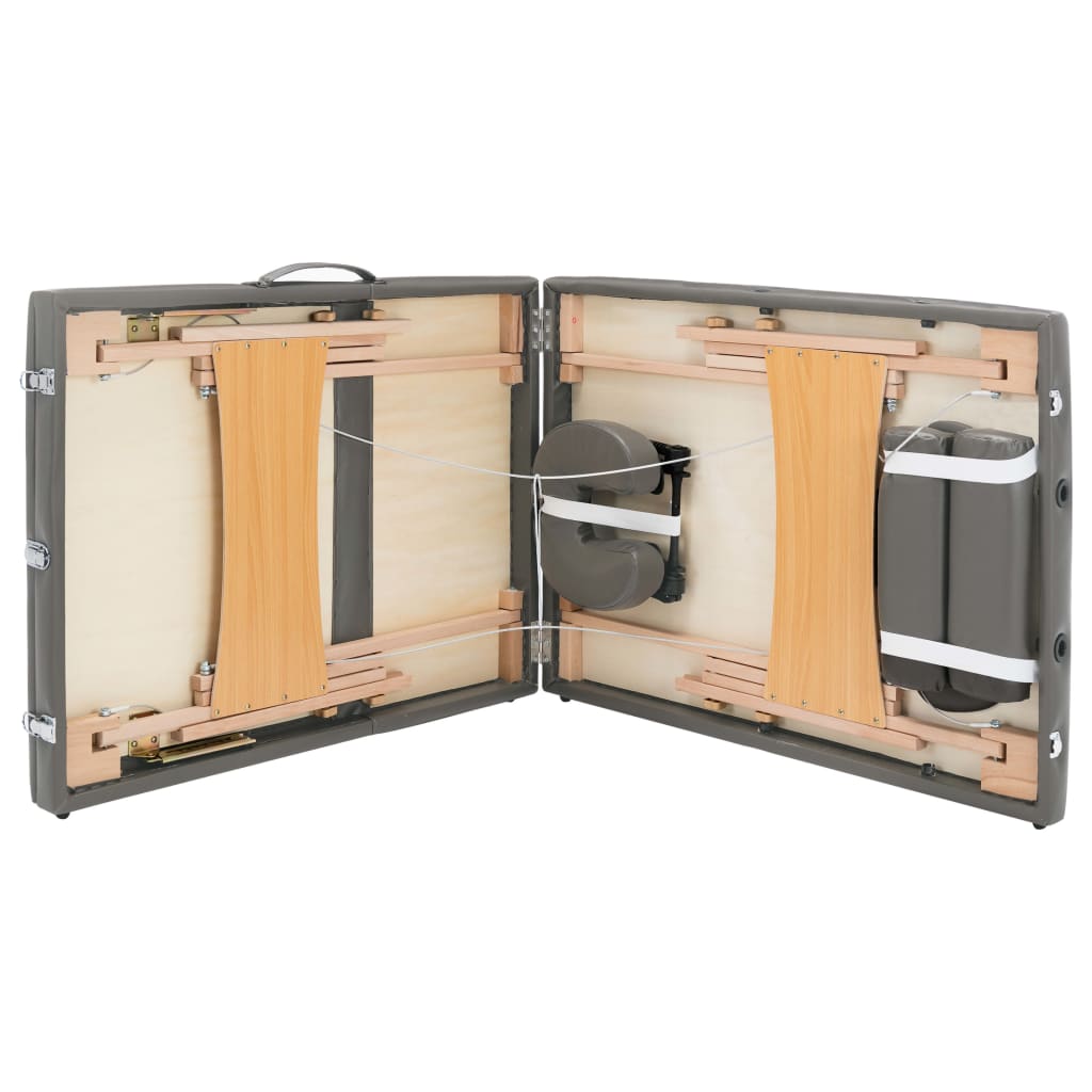 Lettino da Massaggio 3 Zone Telaio in Legno Antracite 186x68cm | homemem39