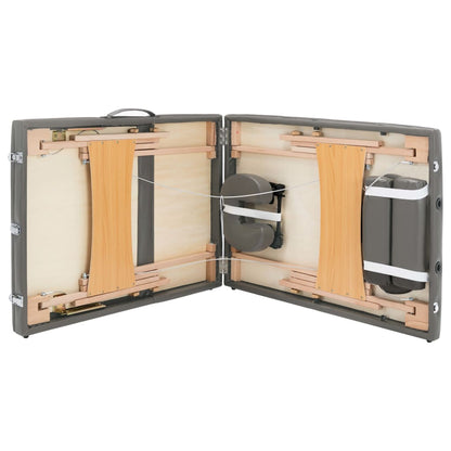 Lettino da Massaggio 3 Zone Telaio in Legno Antracite 186x68cm | homemem39