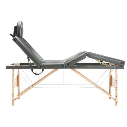 Lettino da Massaggio 4 Zone Telaio in Legno Antracite 186x68cm | homemem39