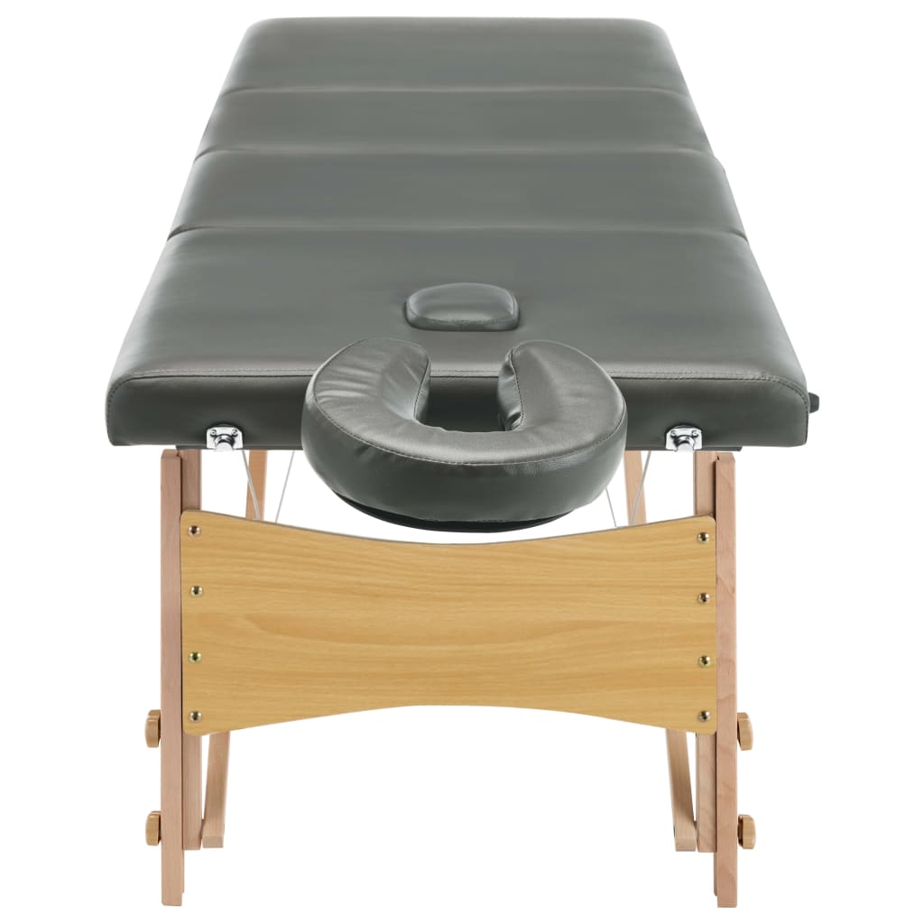 Lettino da Massaggio 4 Zone Telaio in Legno Antracite 186x68cm | homemem39