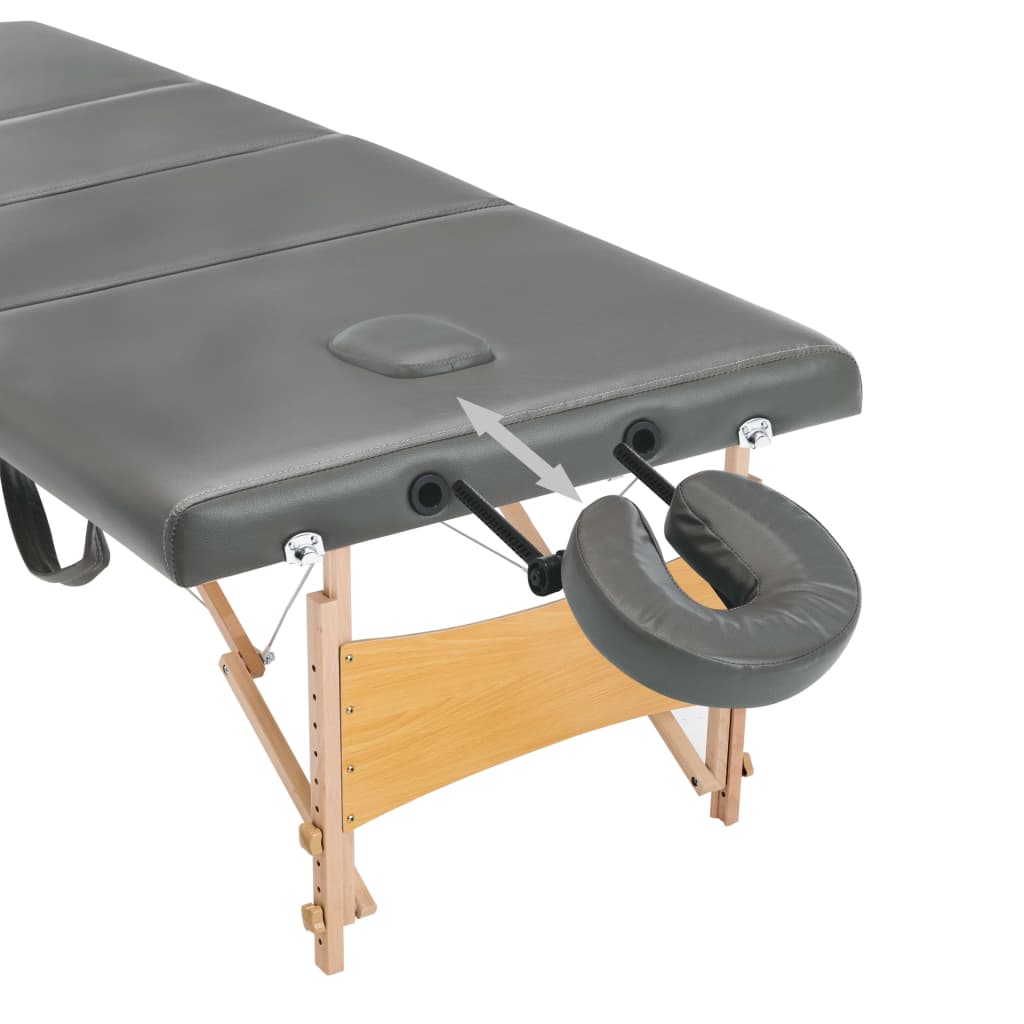 Lettino da Massaggio 4 Zone Telaio in Legno Antracite 186x68cm | homemem39