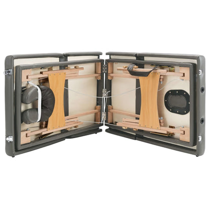 Lettino da Massaggio 4 Zone Telaio in Legno Antracite 186x68cm | homemem39