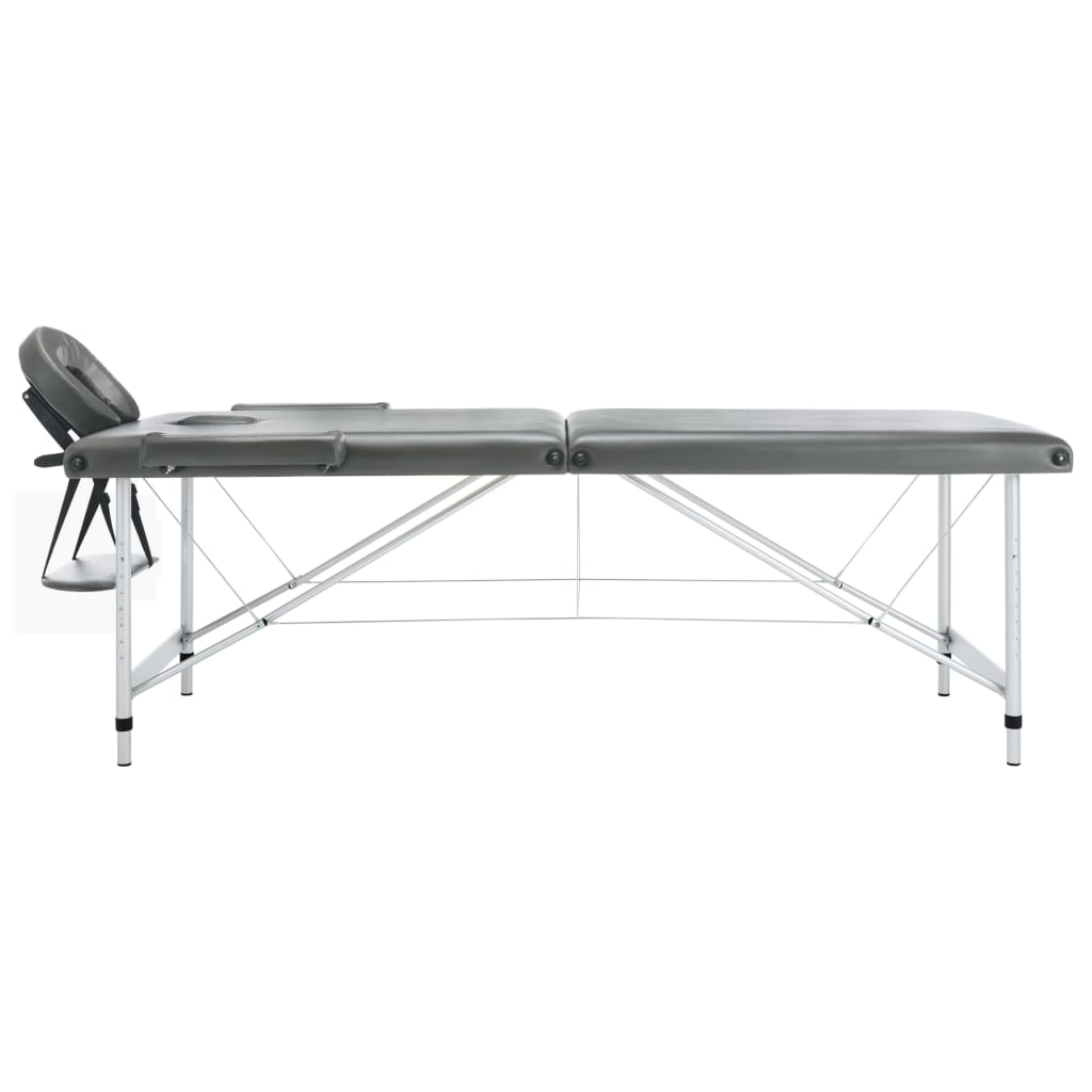 Lettino da Massaggio 2 Zone Telaio Alluminio Antracite 186x68cm | homemem39