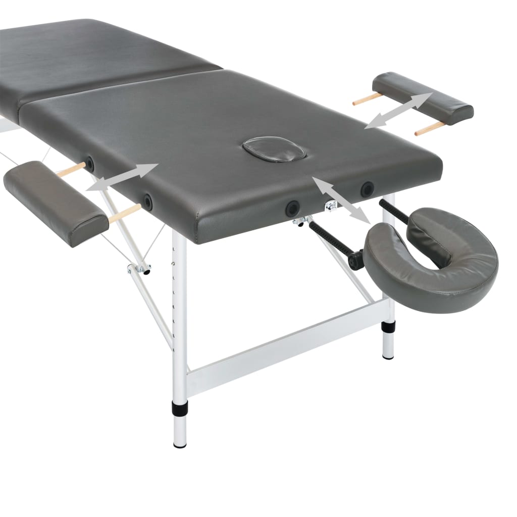 Lettino da Massaggio 2 Zone Telaio Alluminio Antracite 186x68cm | homemem39