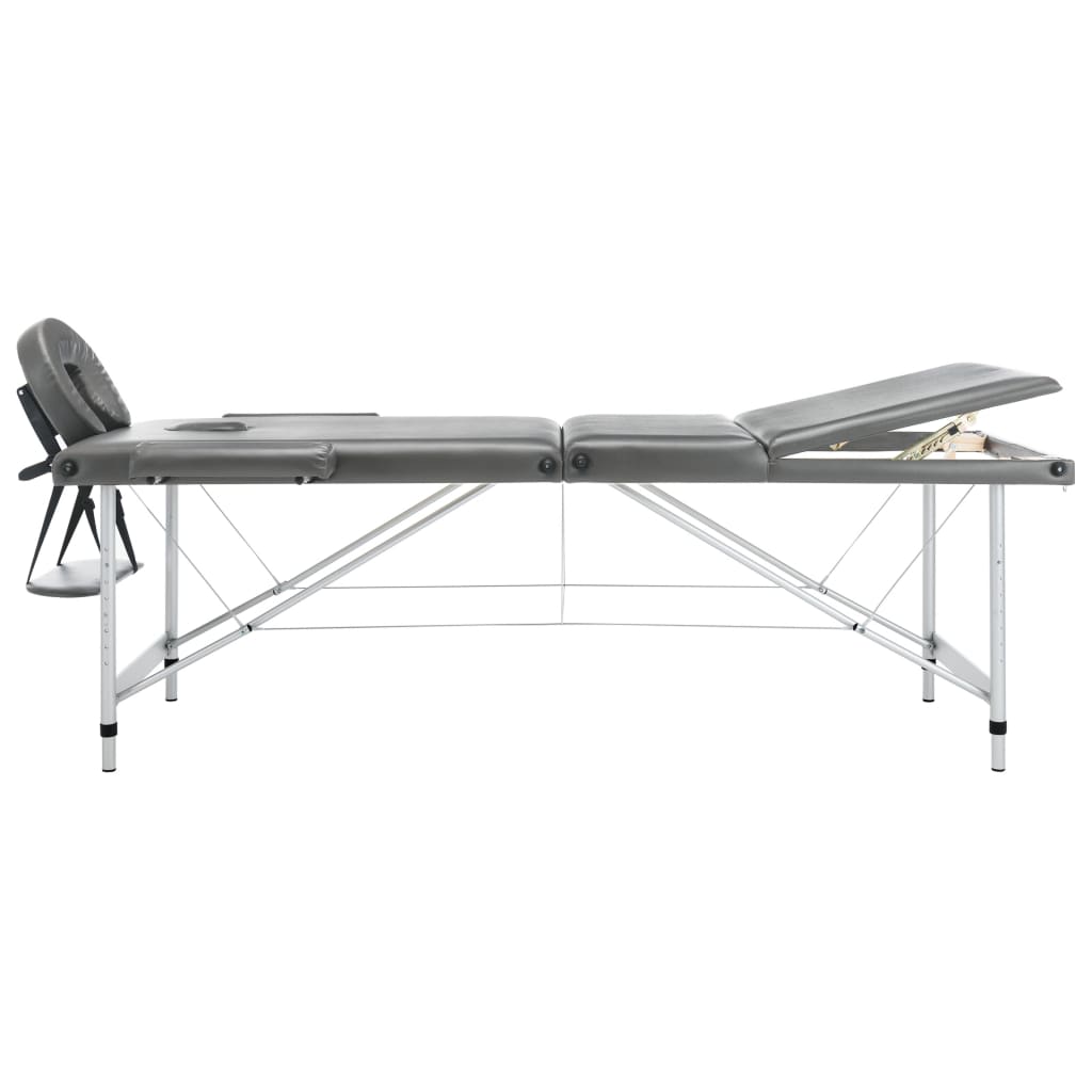 Lettino da Massaggio 3 Zone Telaio Alluminio Antracite 186x68cm | homemem39