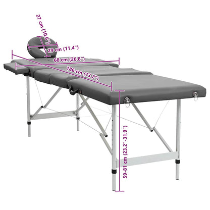 Lettino da Massaggio 4 Zone Telaio Alluminio Antracite 186x68cm | homemem39