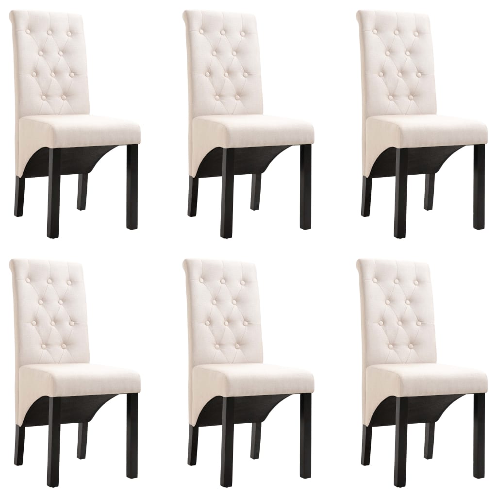 Dining Chairs 6 pcs Cream Fabric