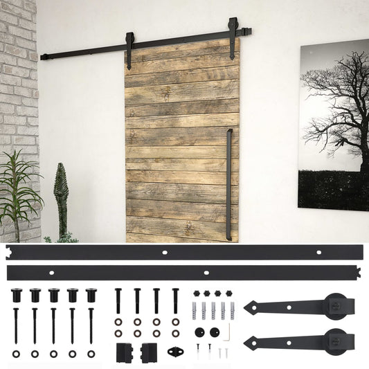 SKIEN Sliding Door Track Kit 200 cm Black Steel