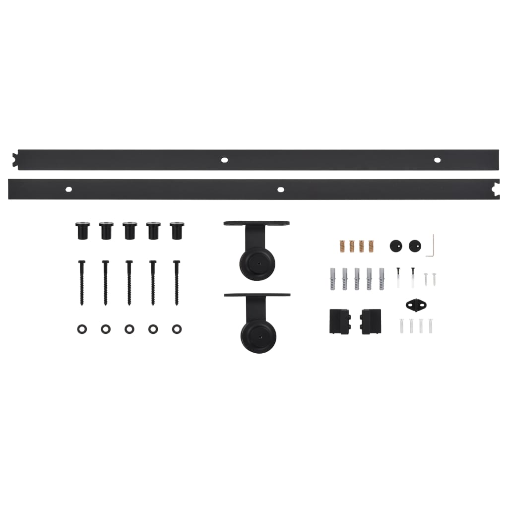 Kit di Binari per Porte Scorrevoli SKIEN 200 cm Acciaio Nero