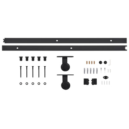 Kit di Binari per Porte Scorrevoli SKIEN 200 cm Acciaio Nero