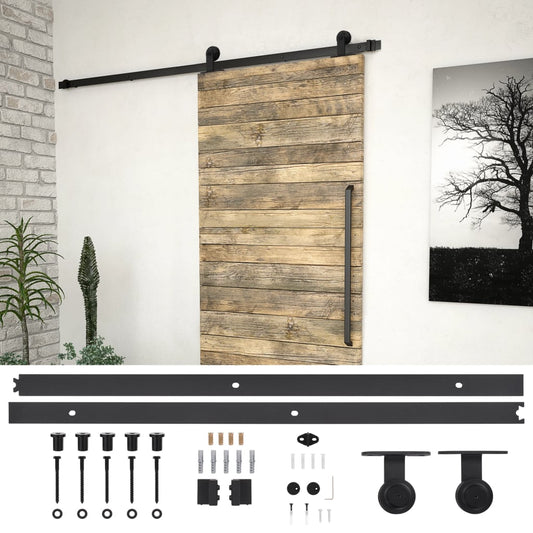 SKIEN Sliding Door Track Kit 200 cm Black Steel