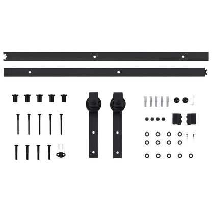 Kit di Binari per Porte Scorrevoli SKIEN 183 cm Acciaio Nero