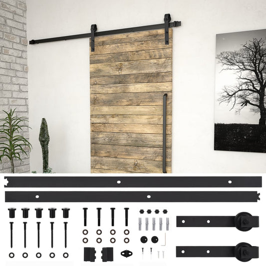 SKIEN Sliding Door Track Kit 183 cm Black Steel