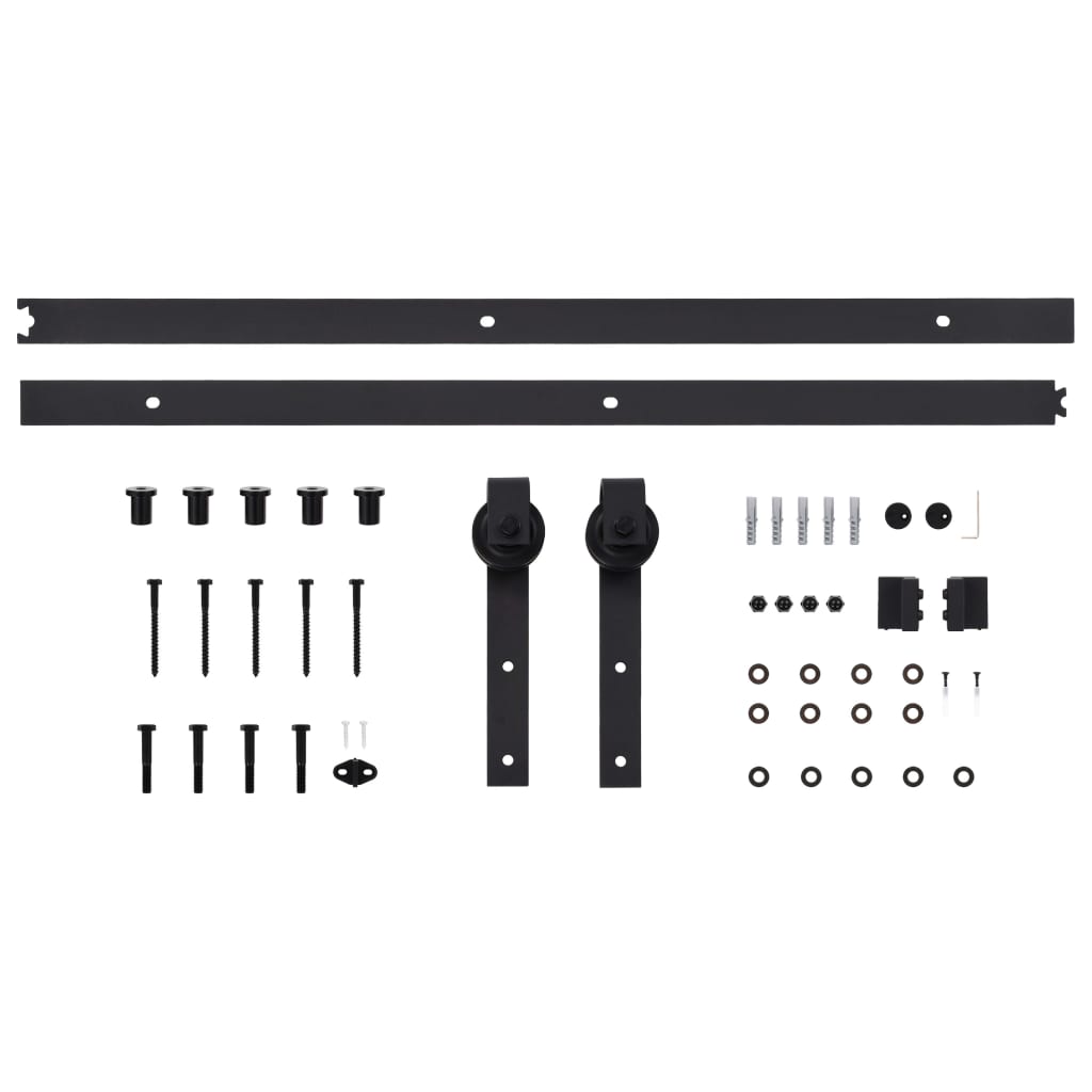 SKIEN Sliding Door Track Kit 200 cm Black Steel