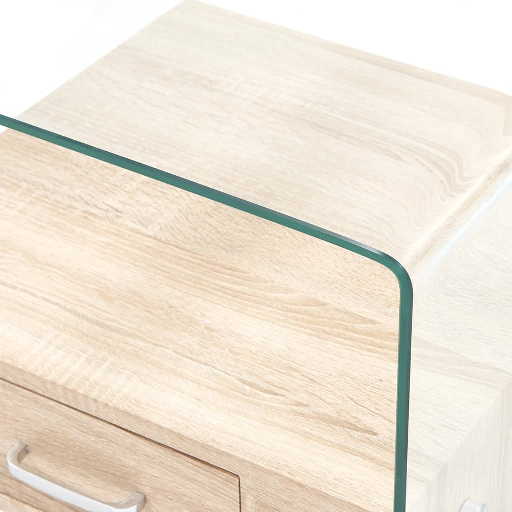 Tavolino da Salotto con Cassetto 50x50x45 cm in Vetro Temperato | homemem39