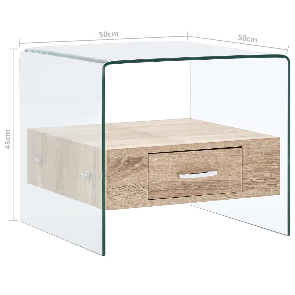 Tavolino da Salotto con Cassetto 50x50x45 cm in Vetro Temperato | homemem39