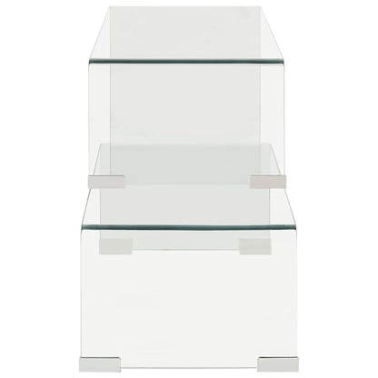 Set Tavolini Salotto 2 pz 90x30x20/110x30x40cm Vetro Temperato